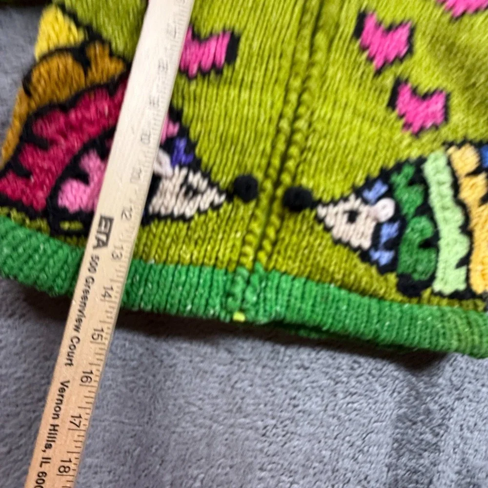 ECC Ecuador Kids 2 Wool Hoodie Zip Cardigan Animal Rainbow Hearts Chunky Knit - Picture 7 of 9